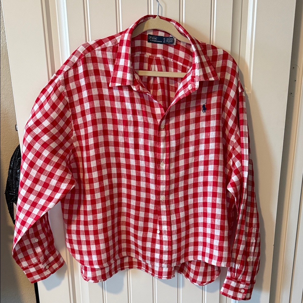 Ralph Lauren Red and White Plaid Shirt